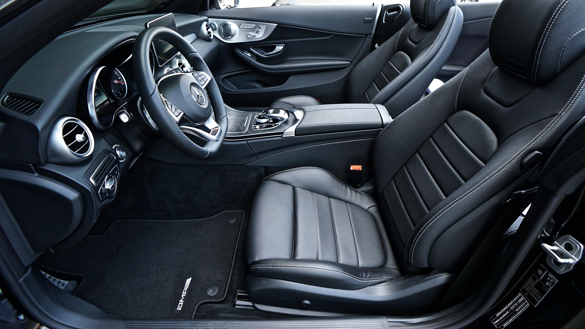 Clean detailed car interior with sunlight